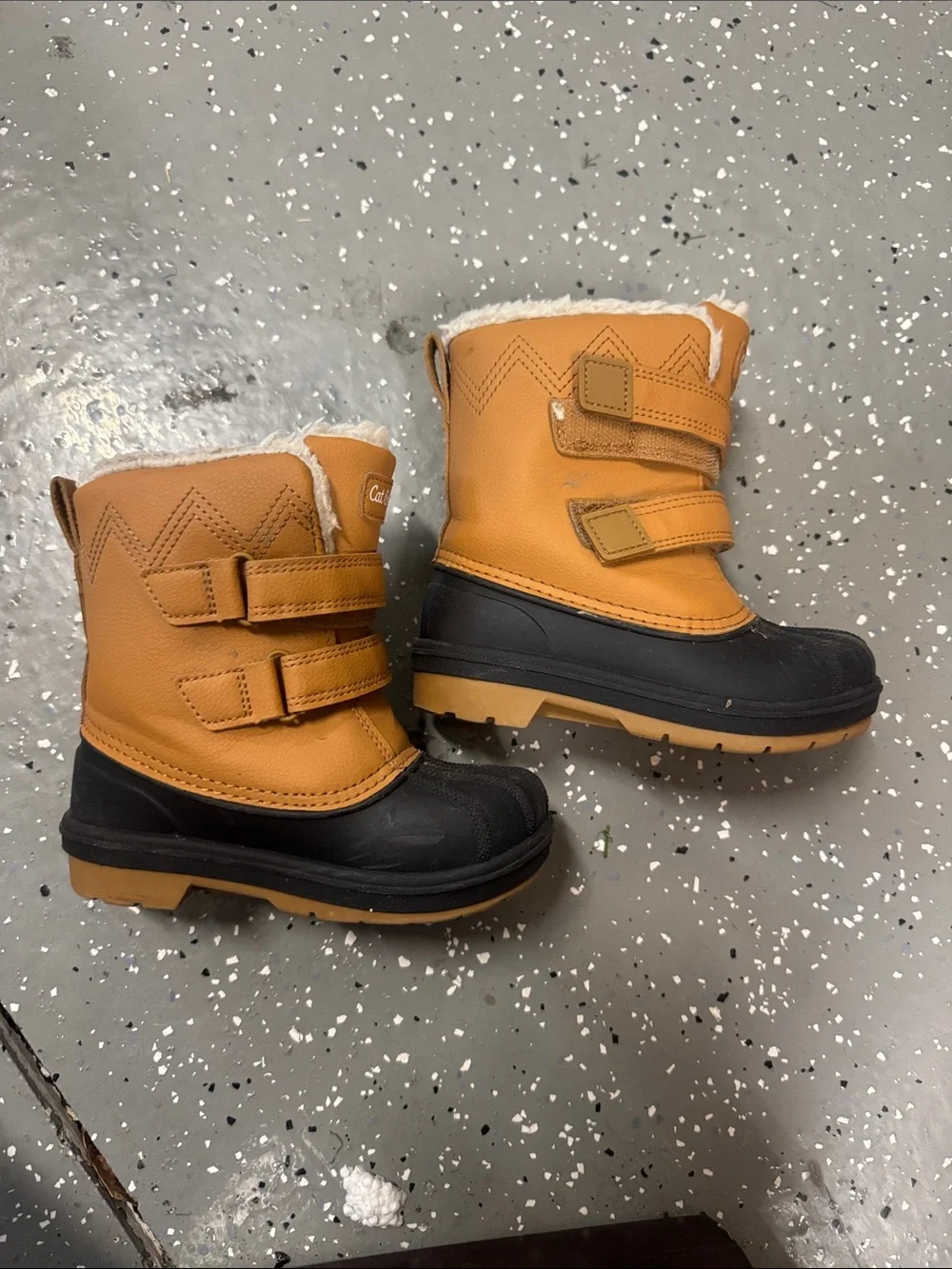 Cat & Jack Tan and Black Kids Winter Boots with Plush Lining